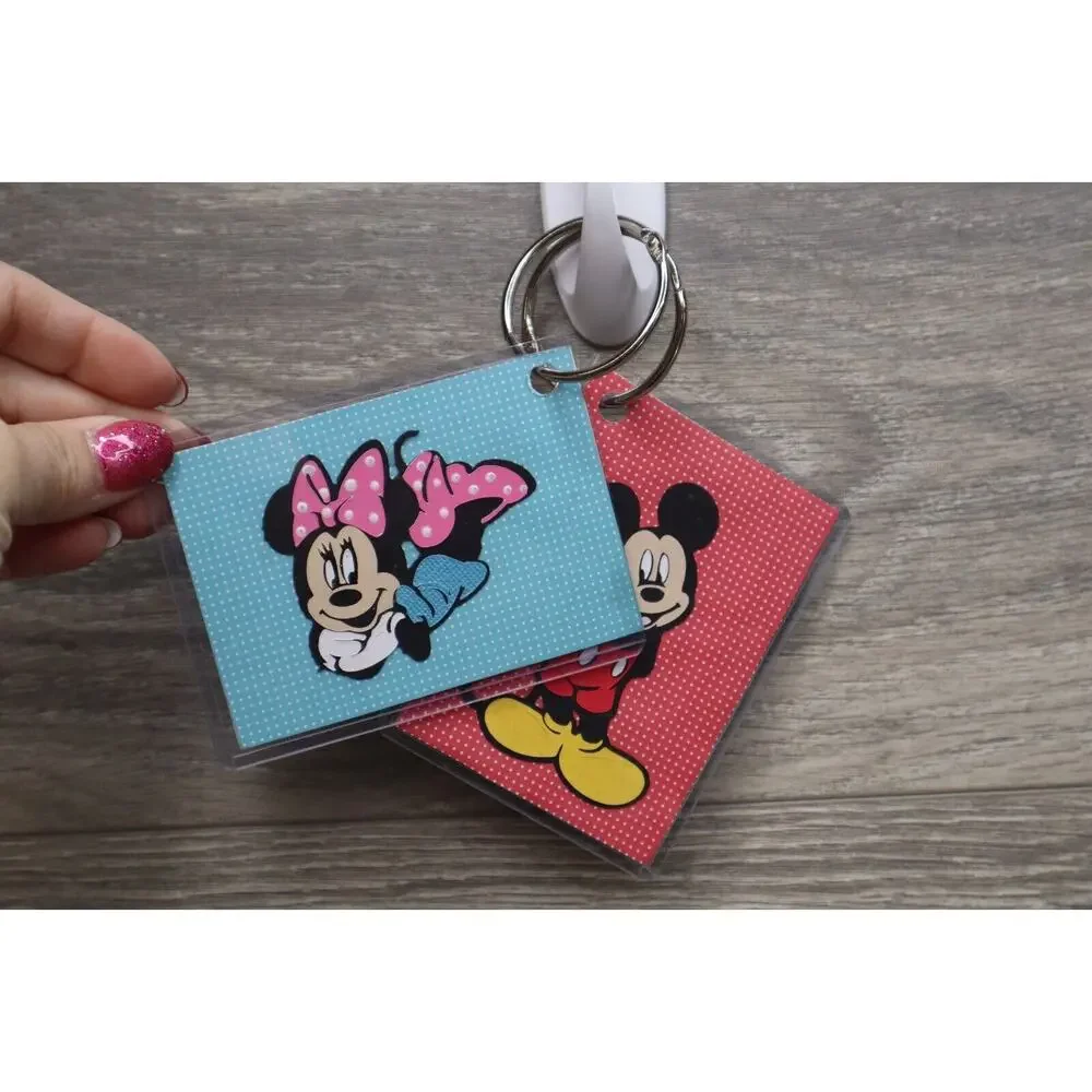 Disney Mickey Minnie Mouse Luggage Tag Set Loose Leaf Binder Key Ring His & Hers